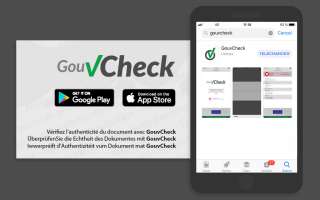 GouvCheck im Google Play Store und Apple App Store